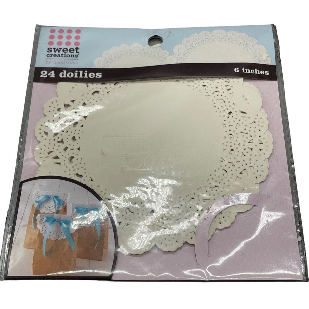 sweet creations 24 doilies 6" across white READ NEW